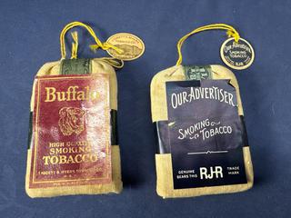 our advertiser smoking tobacco Antique Buffalo and Our Advertiser brands smoking tobacco pouches with  contents Auction