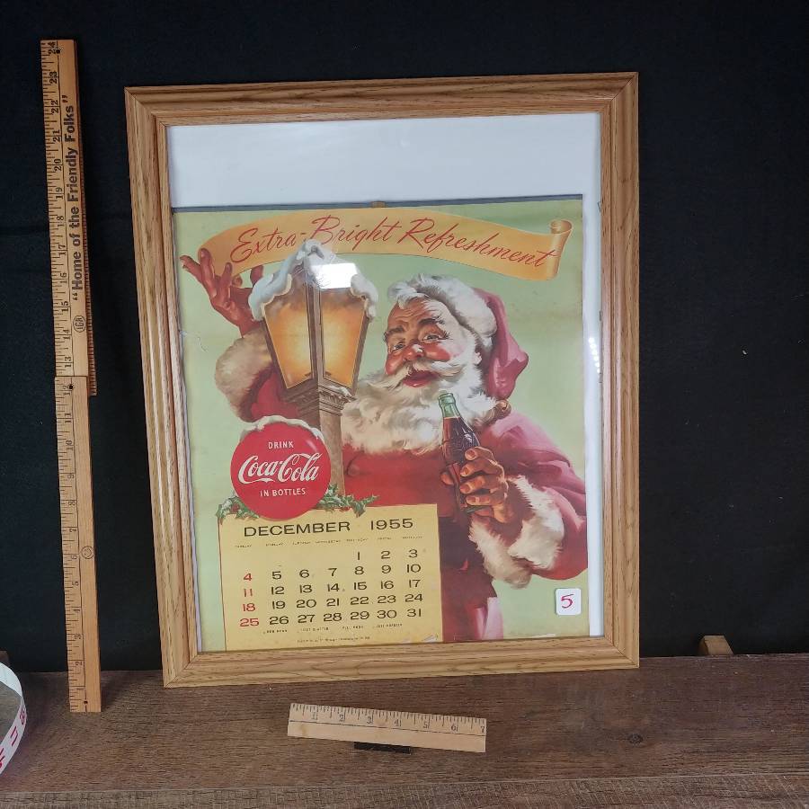 Framed December 1955 Coca-Cola Calendar Auction | Auctioneer Pro