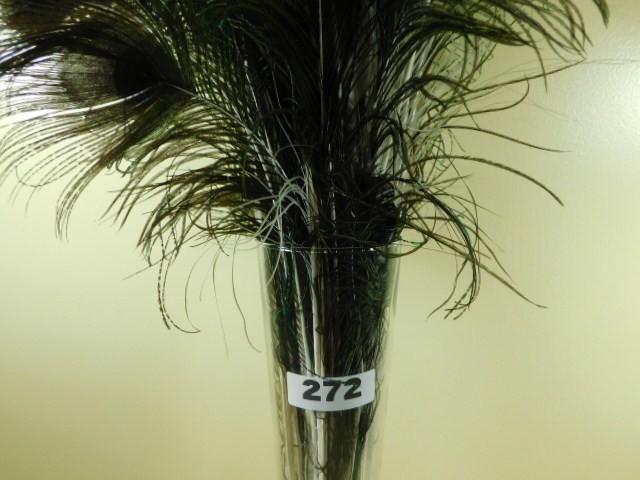 Extra Tall Glass Vase W Peacock Feathers Vase 23 34 Tall